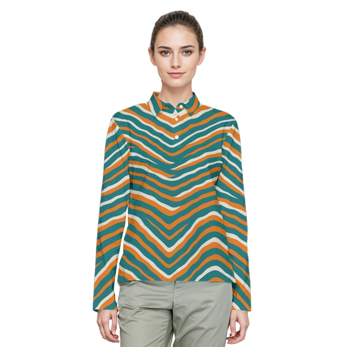 Miami Football Game Day All-Over Print Ladies' Lapel Long Sleeves