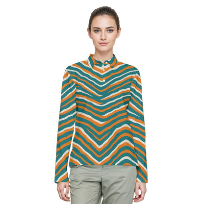 Miami Football Game Day All-Over Print Ladies' Lapel Long Sleeves