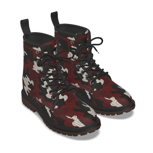 Urban Legend Nebraska Lincoln Red and White Camo Martin Short Boots – Cornhuskers-Inspired Streetwea