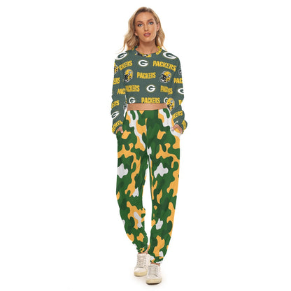 Green Bay Football Game Day All-Over Print Women's Crop Sweatshirt Suit