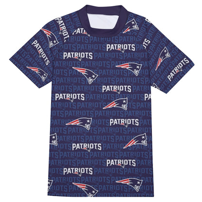 New England Football Game Day All-Over Print Men's Tight Surf Clothing With Half Sleeves