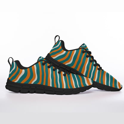 Miami Football Game Day All-Over Print Men's Sports Shoes With Black Sole