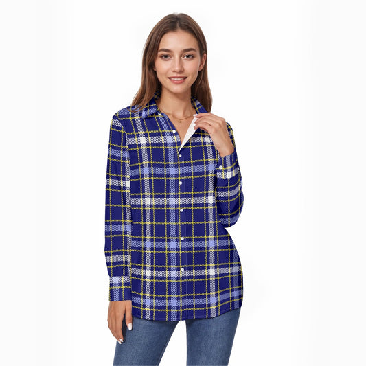 Michigan Tartan Plaid Wolverines Women's Comfort Shirt With Button|125GSM Cotton