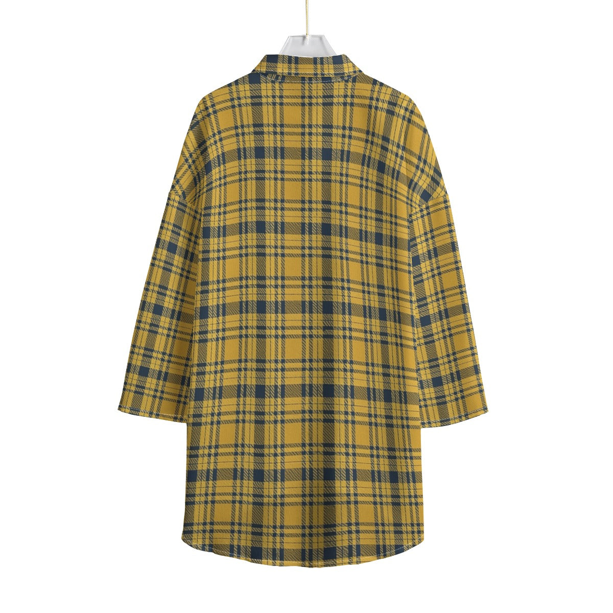 Georgia Yellow Jackets Tartan Plaid  Women's Chiffon Shirt With Elbow Sleeve