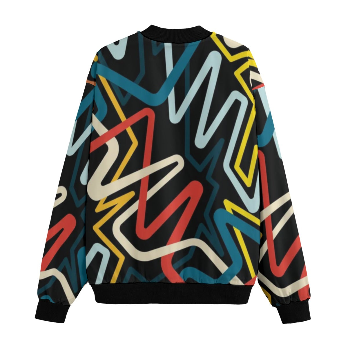 Urban Legend 90s Street Icons Seamless Abstract Multicolored Tangled Fleece Bomber Jacket