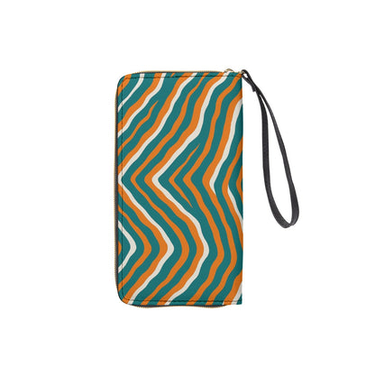 Miami Football Game Day Long Wallet With Black Hand Strap