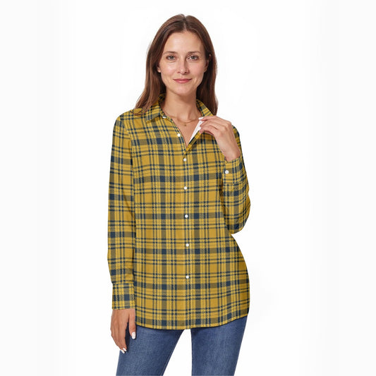 Georgia Yellow Jackets Tartan Plaid Women's Long Sleeve Shirt