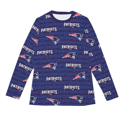 New England Football Game Day All-Over Print Long Sleeve T-Shirt | 190GSM Cotton