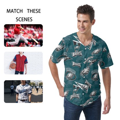 Philadelphia Football Game Day All-Over Print Men's Short Sleeve Baseball Jersey