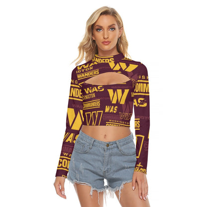 Washington Commanders Women's Hollow Chest Keyhole Tight Crop Top