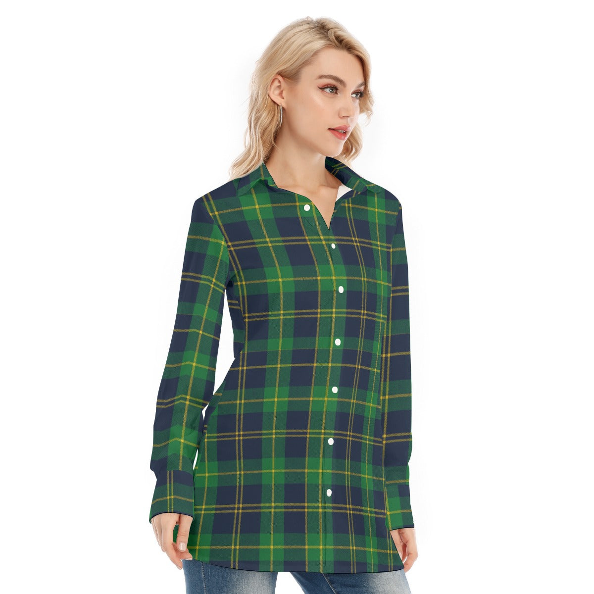 Notre Dame Tartan Plaid Fighting Irish Women's Long Shirt