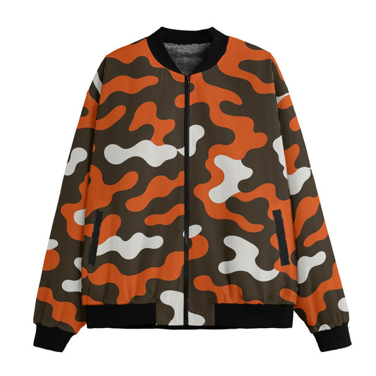 Cleveland Browns Camo Fleece Bomber Jacket – Brown, Orange and White NFL Streetwear