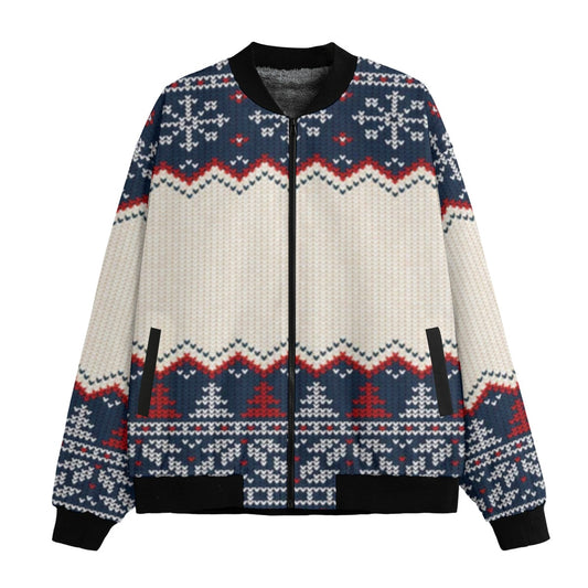 Urban Legend Snow Inspired Pattern Ugly Sweater Christmas Greeting Card Fleece Bomber Jacket