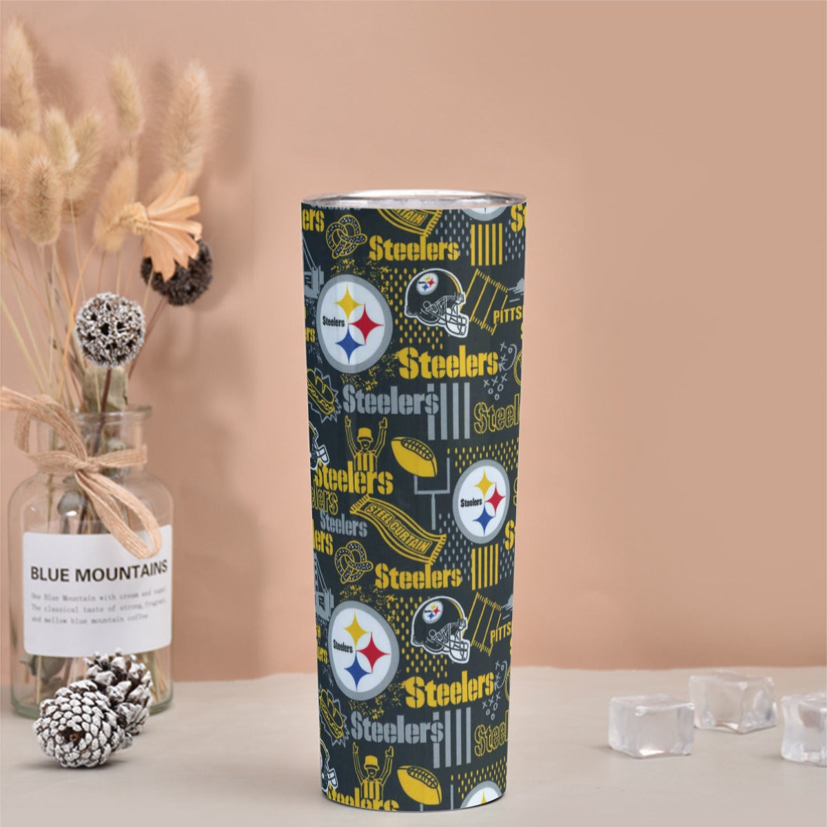 Pittsburgh Steelers Skinny Tumbler Stainless Steel with Lids 30OZ
