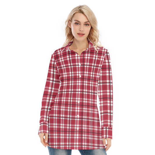 Arkansas - Razorbacks tartan Plaid Women's Long Shirt