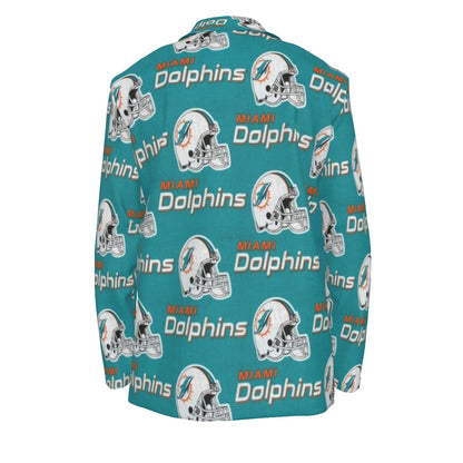 Miami Football Game Day All-Over Print Men's Casual Flat Lapel Collar Blazer