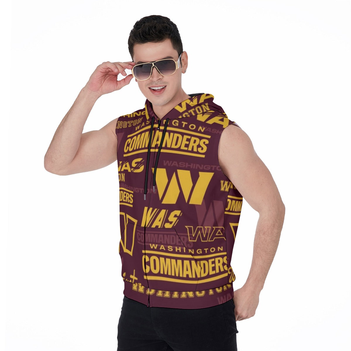 Washington Commanders Men's Zipper-Up Sleeveless Hoodie