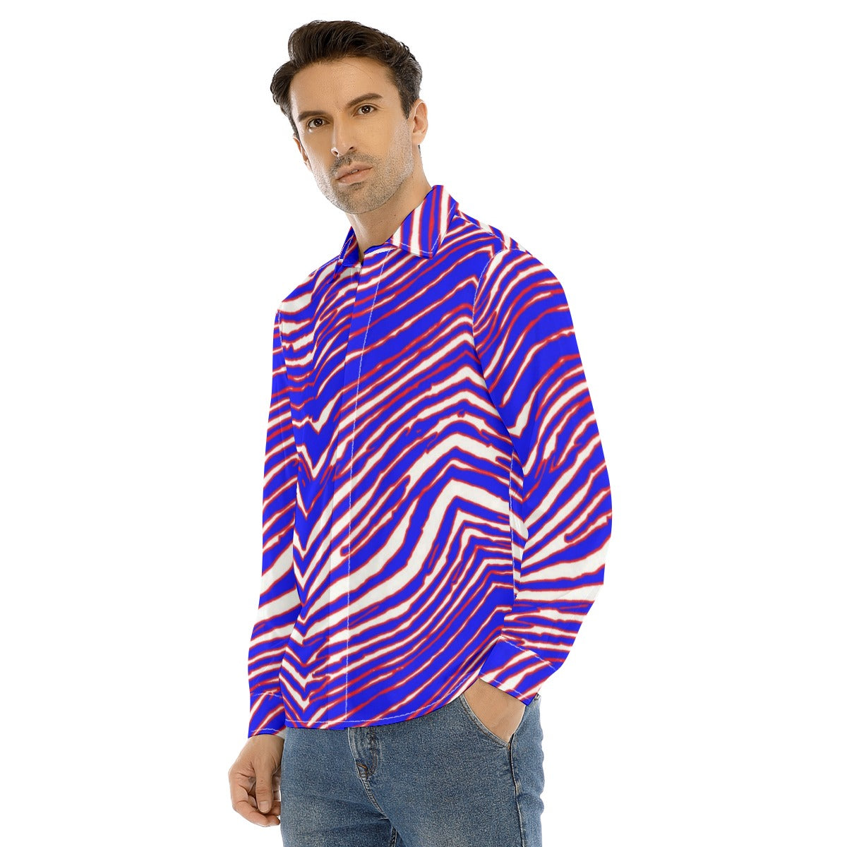 Buffalo Bills Zubaz Men's Lapel Collar Shirt With Concealed Placket