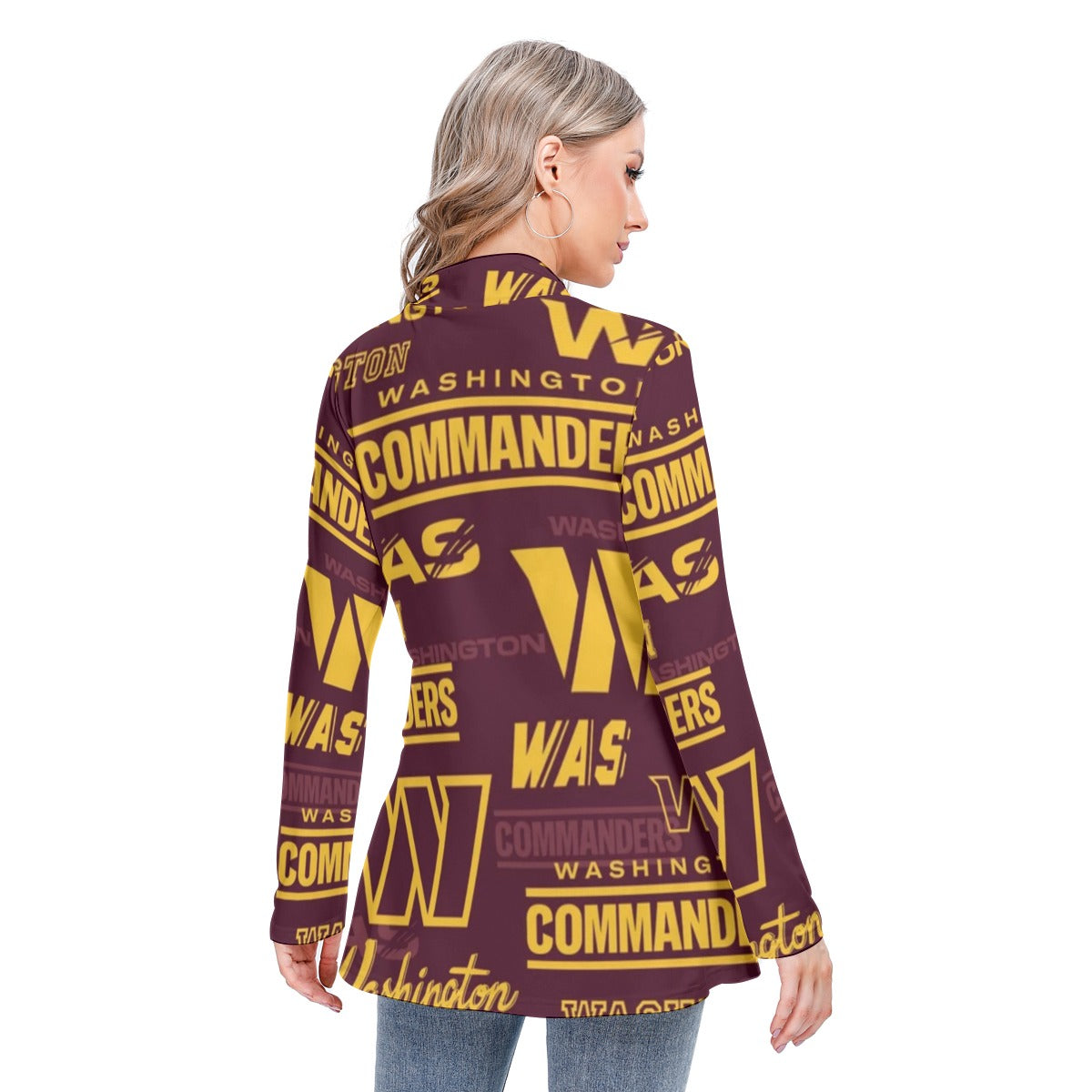 Washington Commanders Women's Long-sleeved Heap-neck Slim Casual Tunic Blouse