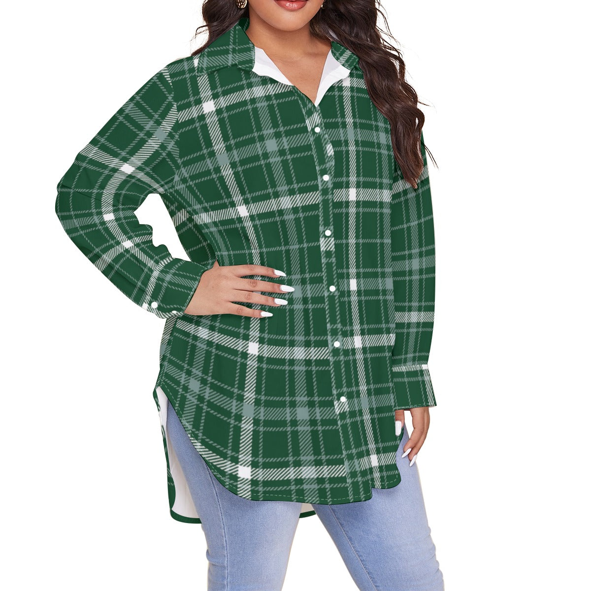 Michigan State Tartan Plaid Spartans Women's Shirt With Long Sleeve(Plus Size)