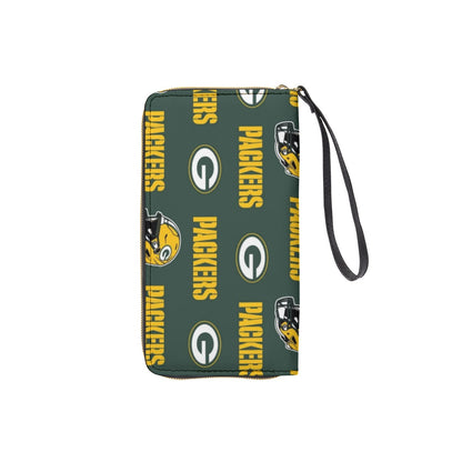 Green Bay Football Game Day Long Wallet With Black Hand Strap