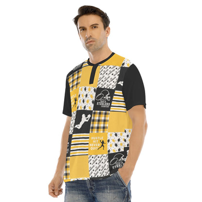 Pittsburgh Steelers All-Over Print Men's Short Sleeve T-shirt With Button Closure