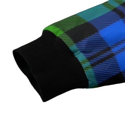 Black Watch dark blue green Scottish tartan Fleece Bomber Jacket