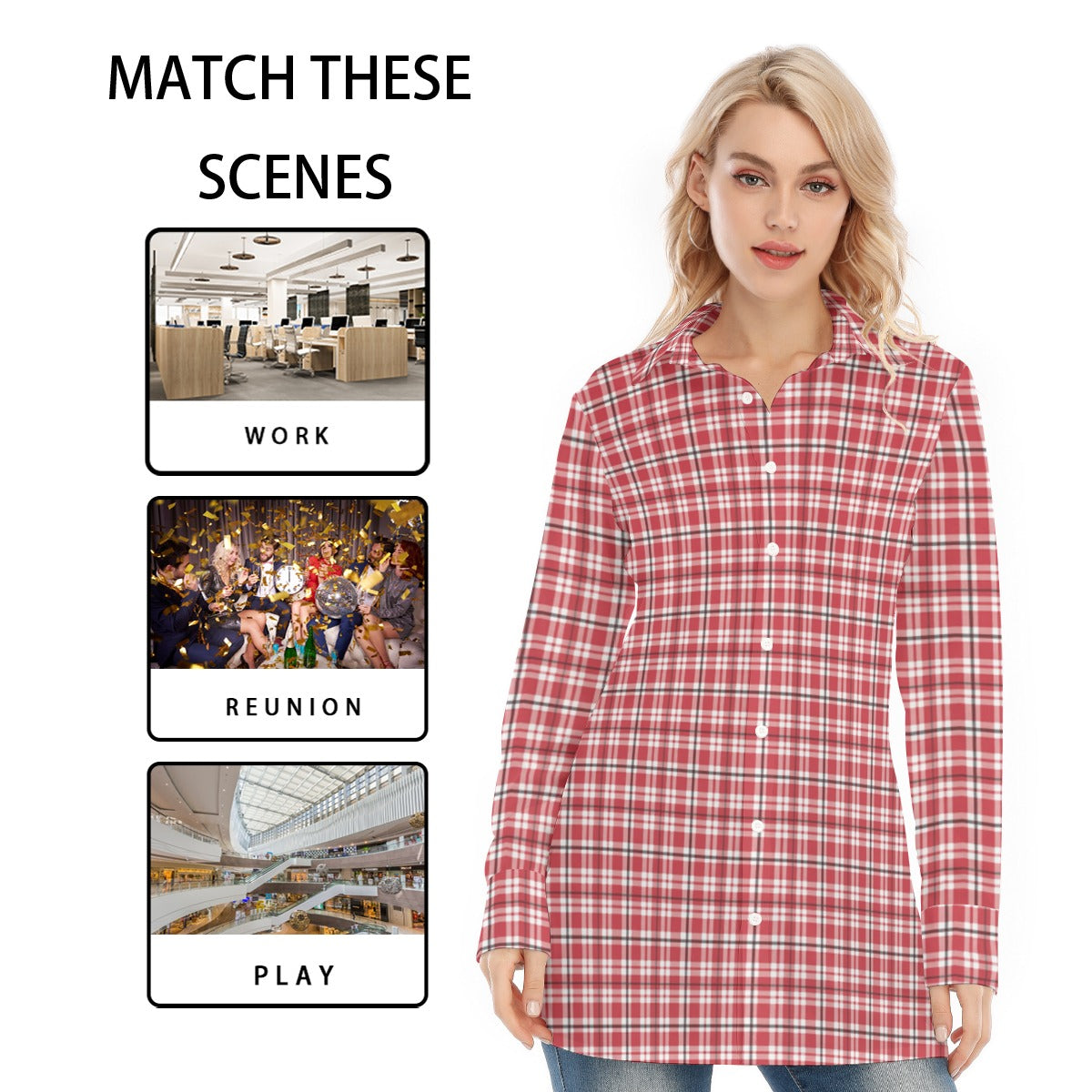 Georgia - Bulldogs Tartan Plaid Women's Long Shirt