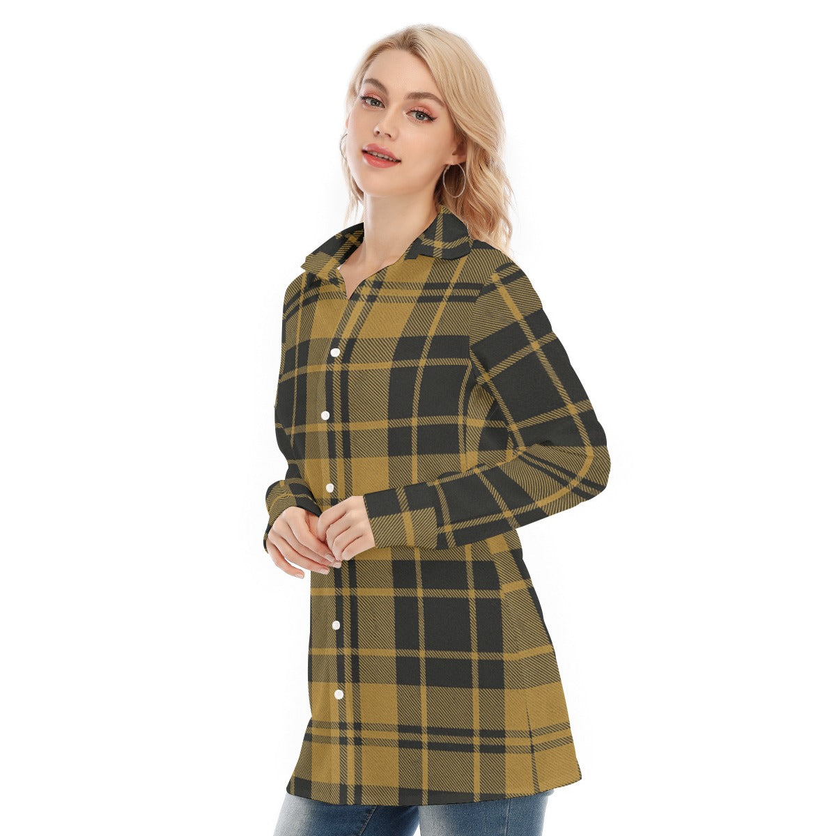 Central Florida tartan plaid  Women's Long Shirt |115GSM Cotton poplin