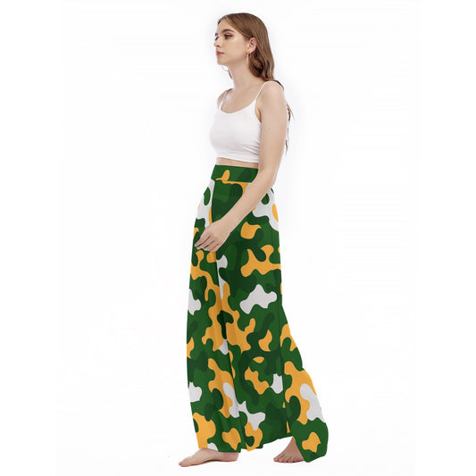 Green Bay Football Game Day All-Over Print Women's High Waist Wide Leg Trousers