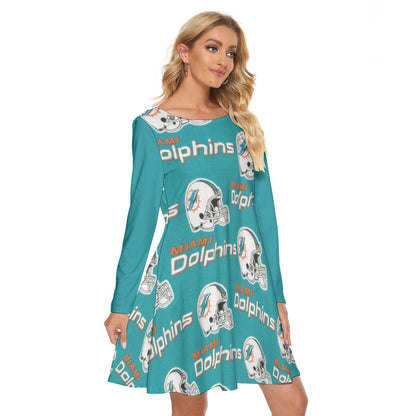 Miami Football Game Day All-Over Print Women's Crew Neck Dress