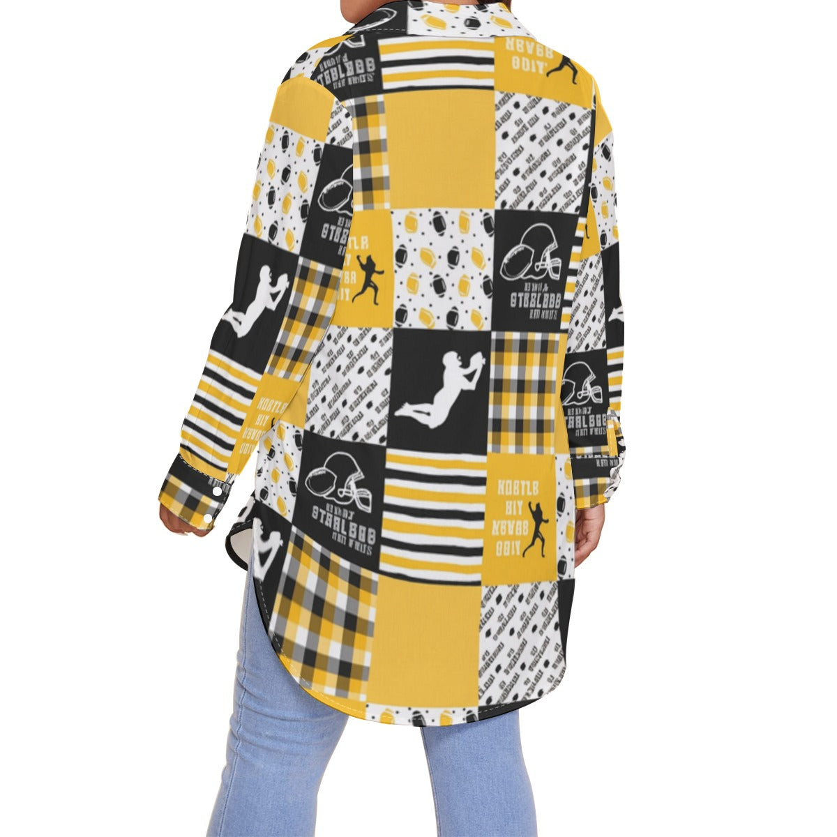 All-Over Print Women's Shirt With Long Sleeve(Plus Size)