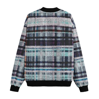 Gunn Modern – green, blue and black  modern look tartan Fleece Bomber Jacket
