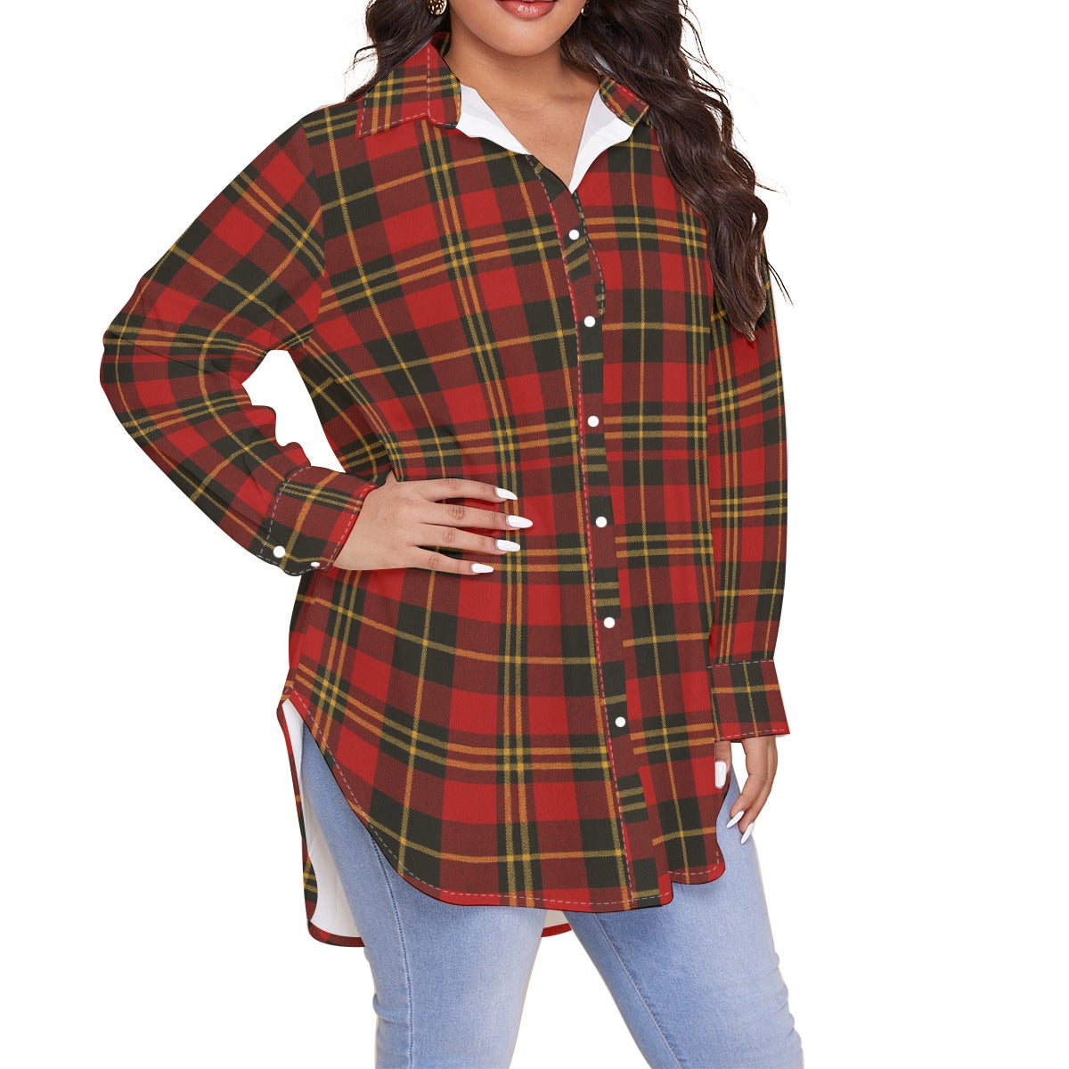 Maryland Tartan Plaid Terrapins Women's Shirt With Long Sleeve(Plus Size)