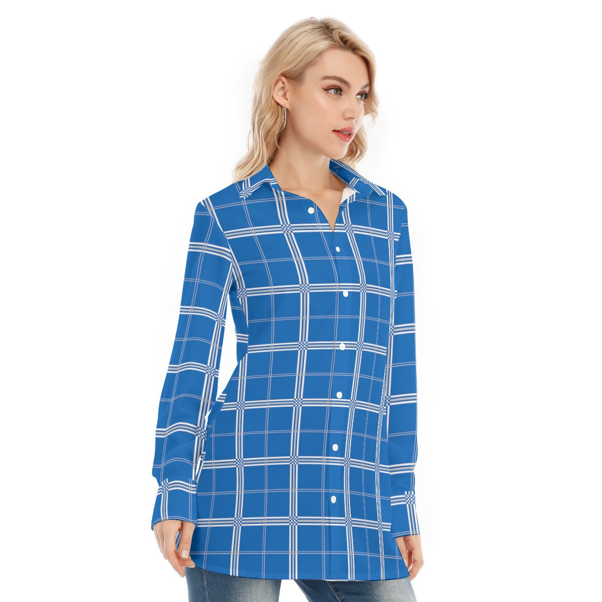 Kentucky Tartan Plaid Wildcats Women's Long Shirt |115GSM Cotton poplin