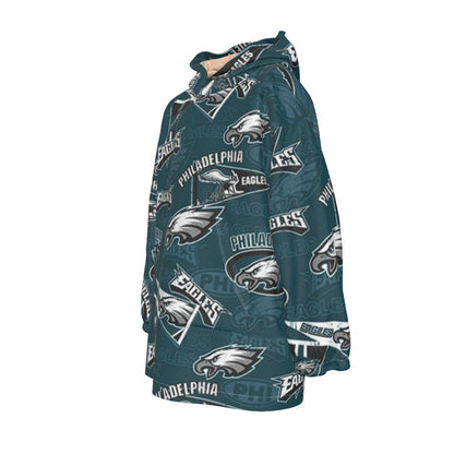 Philadelphia Football Game Day All-Over Print Kid's Sherpa Fleece Hoodie Blanket