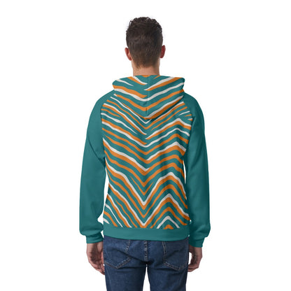 Miami Football Game Day All-Over Print Men's Raglan Pullover Hoodie