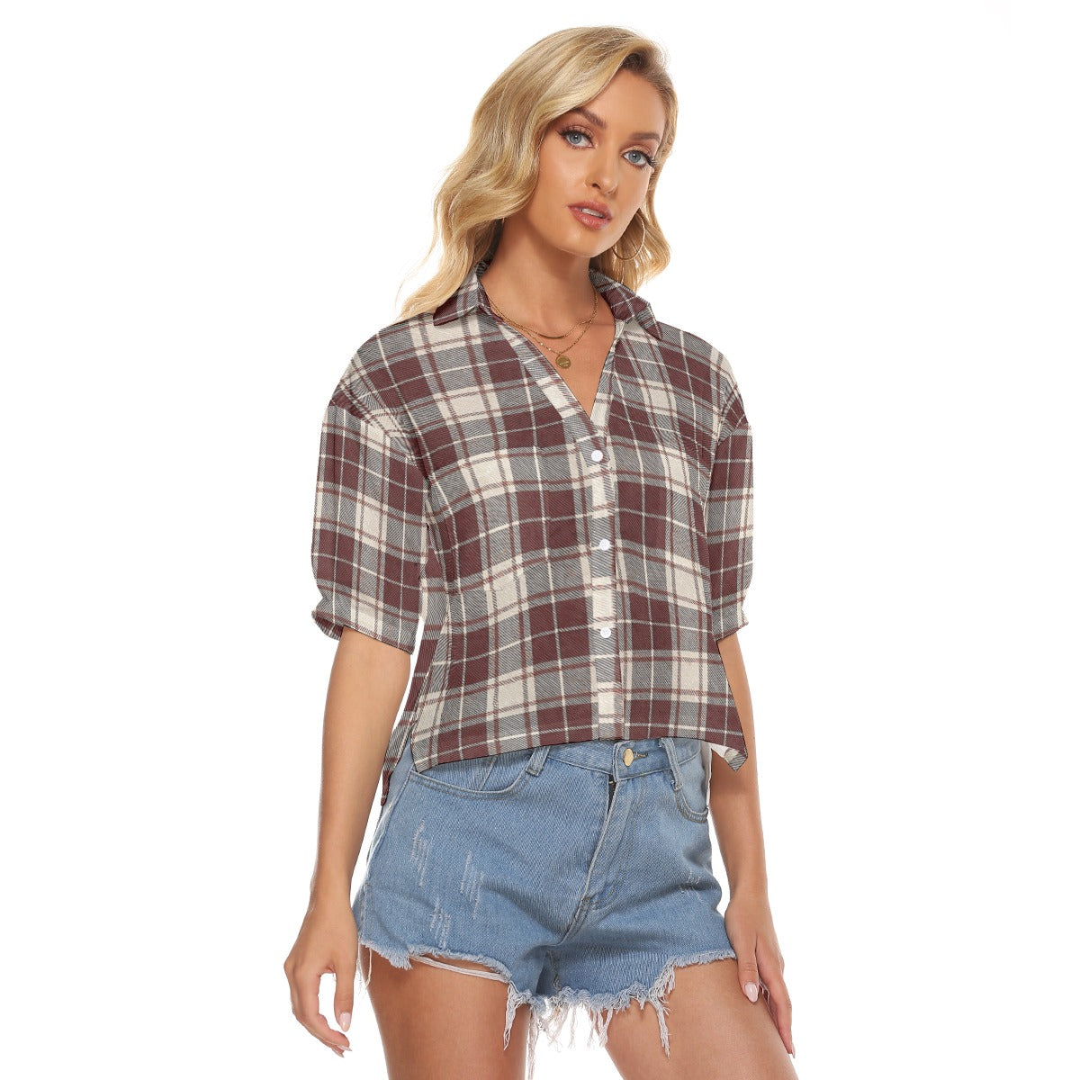Oklahoma Tartan Plaid Sooners Women's V-neck Shirts