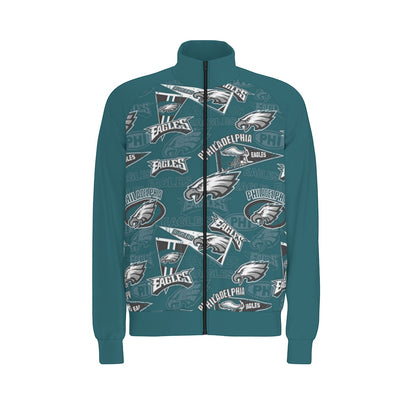 Philadelphia Football Game Day All-Over Print Men's Raglan-Sleeve Stand Collar Jacket