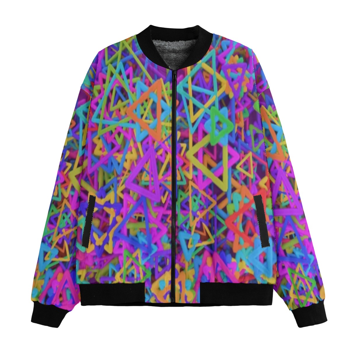 Graffiti Explosion seamless pattern geometric bunch Fleece Bomber Jacket