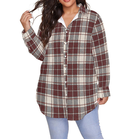 Oklahoma Tartan Plaid Sooners Women's Shirt With Long Sleeve(Plus Size)