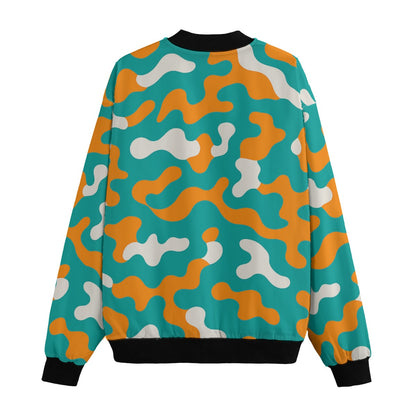 Miami Dolphins Camo Fleece Bomber Jacket – Aqua, Orange and White NFL Streetwear