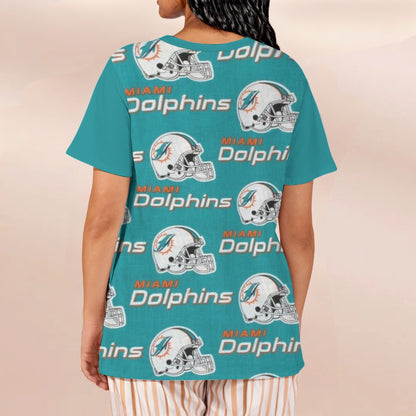 Miami Football Game Day All-Over Print Women's Loose V-Neck Short-Sleeve T-Shirt