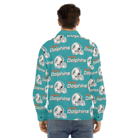 Miami Football Game Day All-Over Print Men's Lapel Collar Shirt With Concealed Placket