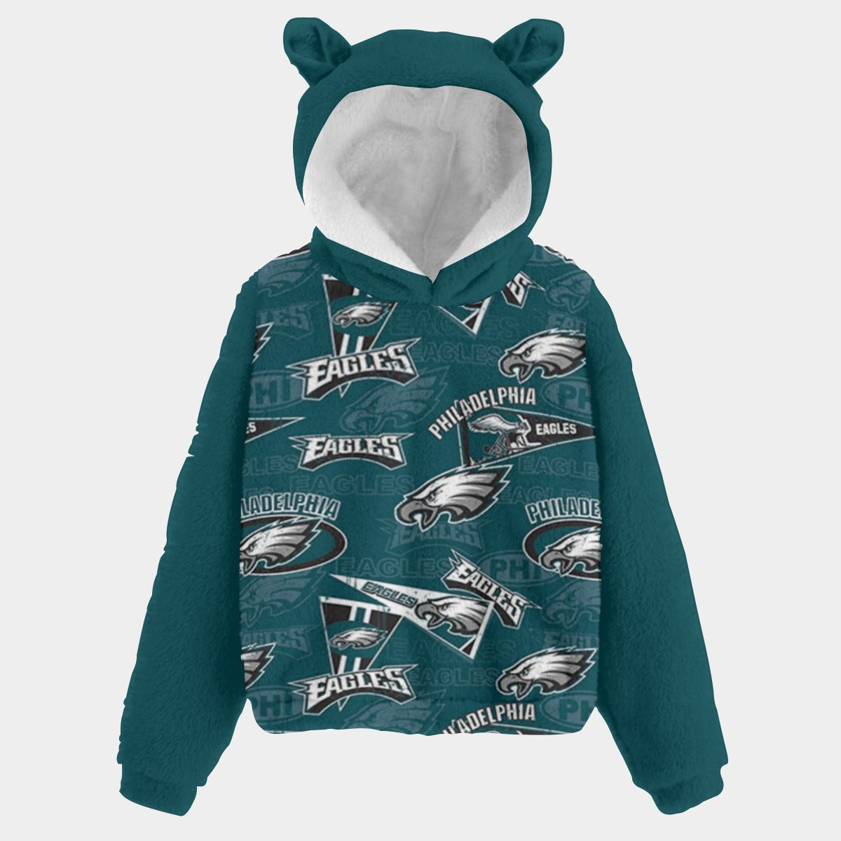 Philadelphia Football Game Day All-Over Print Kid’s Borg Fleece Sweatshirt With Ear