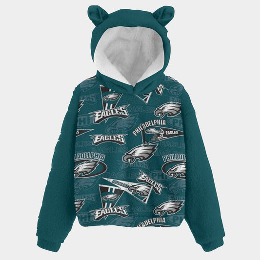 Philadelphia Football Game Day All-Over Print Kid’s Borg Fleece Sweatshirt With Ear