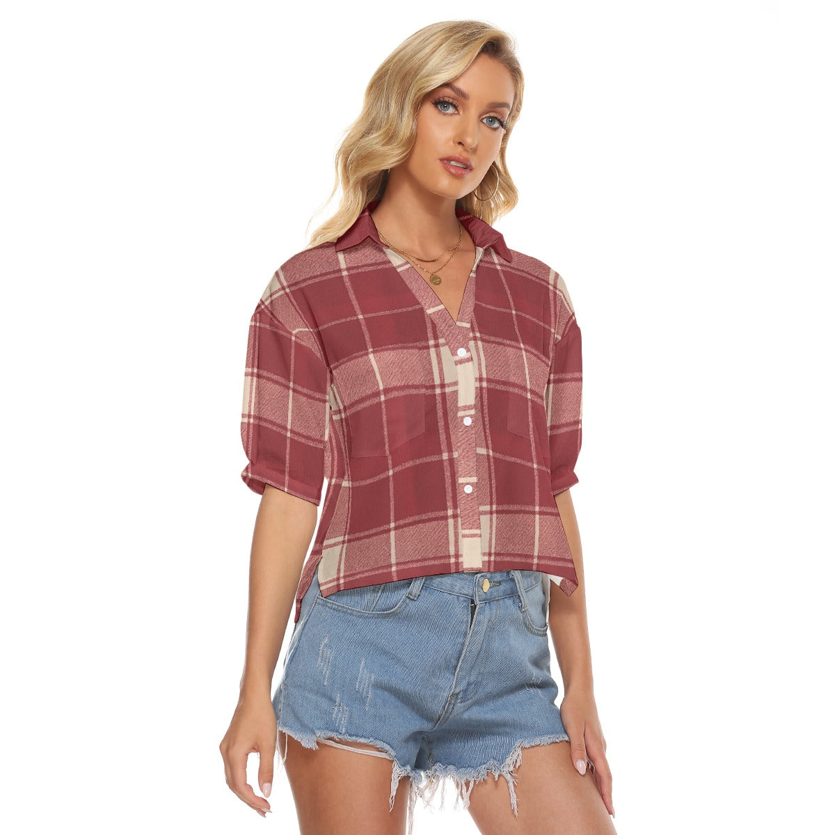 Urban Legend Oklahoma Sooners Tartan Plaid Women's V-Neck Shirt – Crimson and Cream College Streetwe