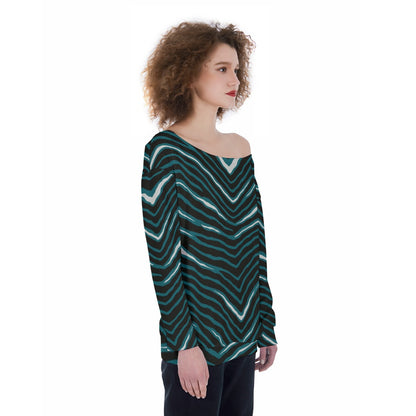 Philadelphia Football Game Day All-Over Print Oversized Women's Off-Shoulder Sweatshirt