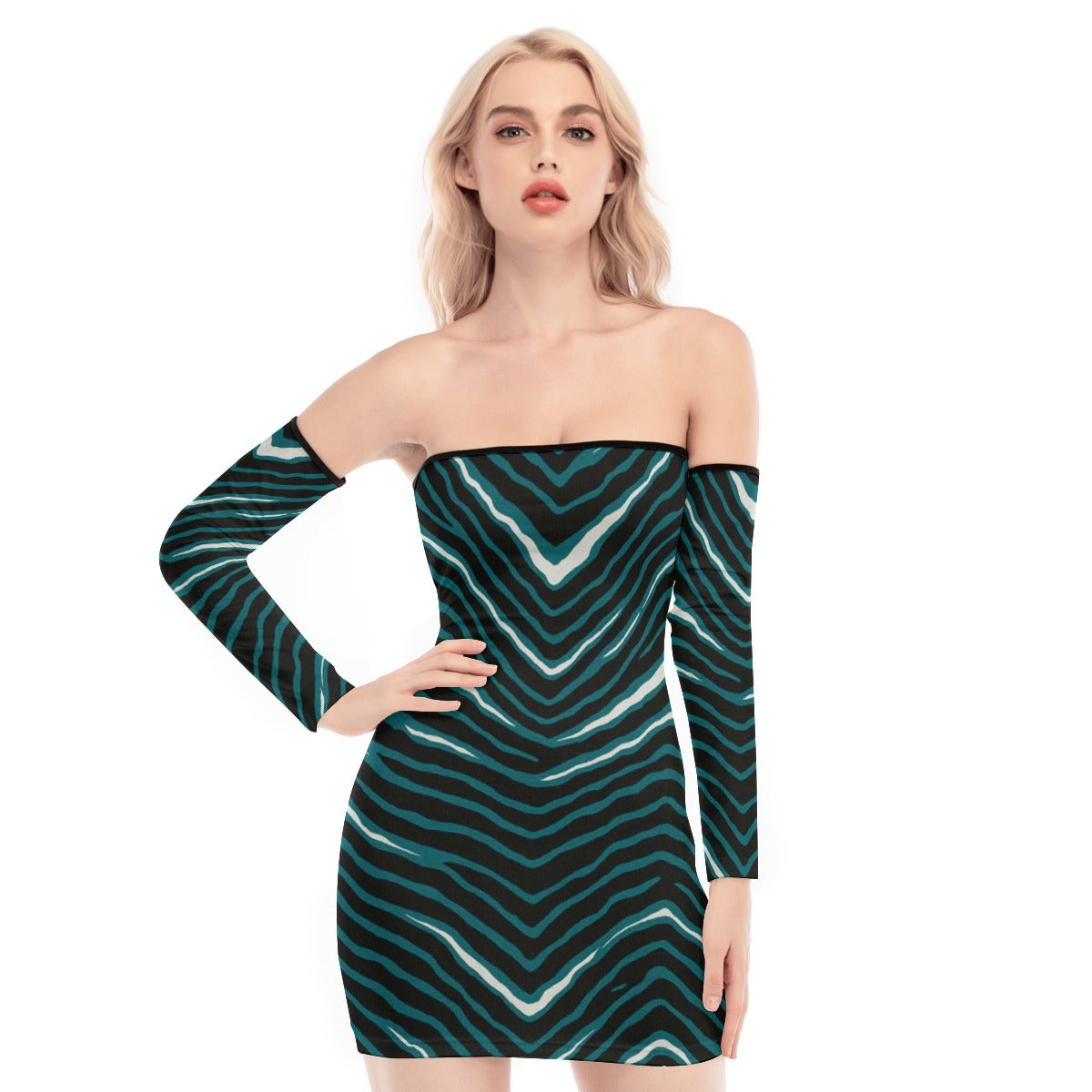 Philadelphia Football Game Day All-Over Print Women's Off-shoulder Back Lace-up Dress