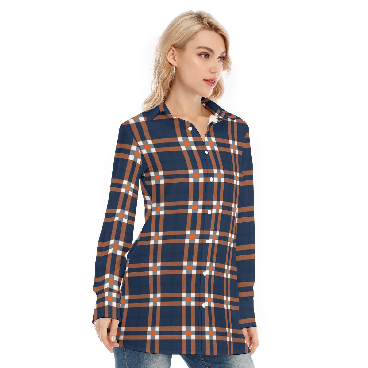Illinois Urbana - Fighting Illini Tartan Plaid Women's Long Shirt